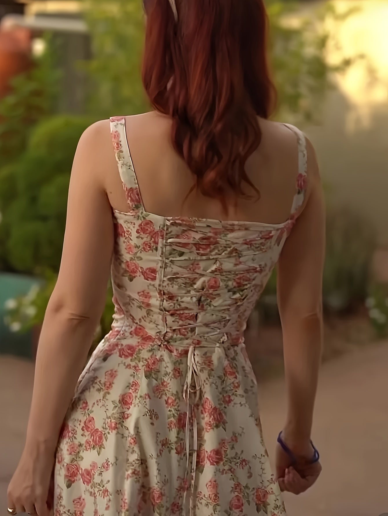Women's Floral maxi dress - Spaghetti Strap Beach dress with back tie closure, Flowy A-Line long formal casual gown for Women (Machine Washable) - Spring\u002FSummer Outfits, Lightweight Fabric