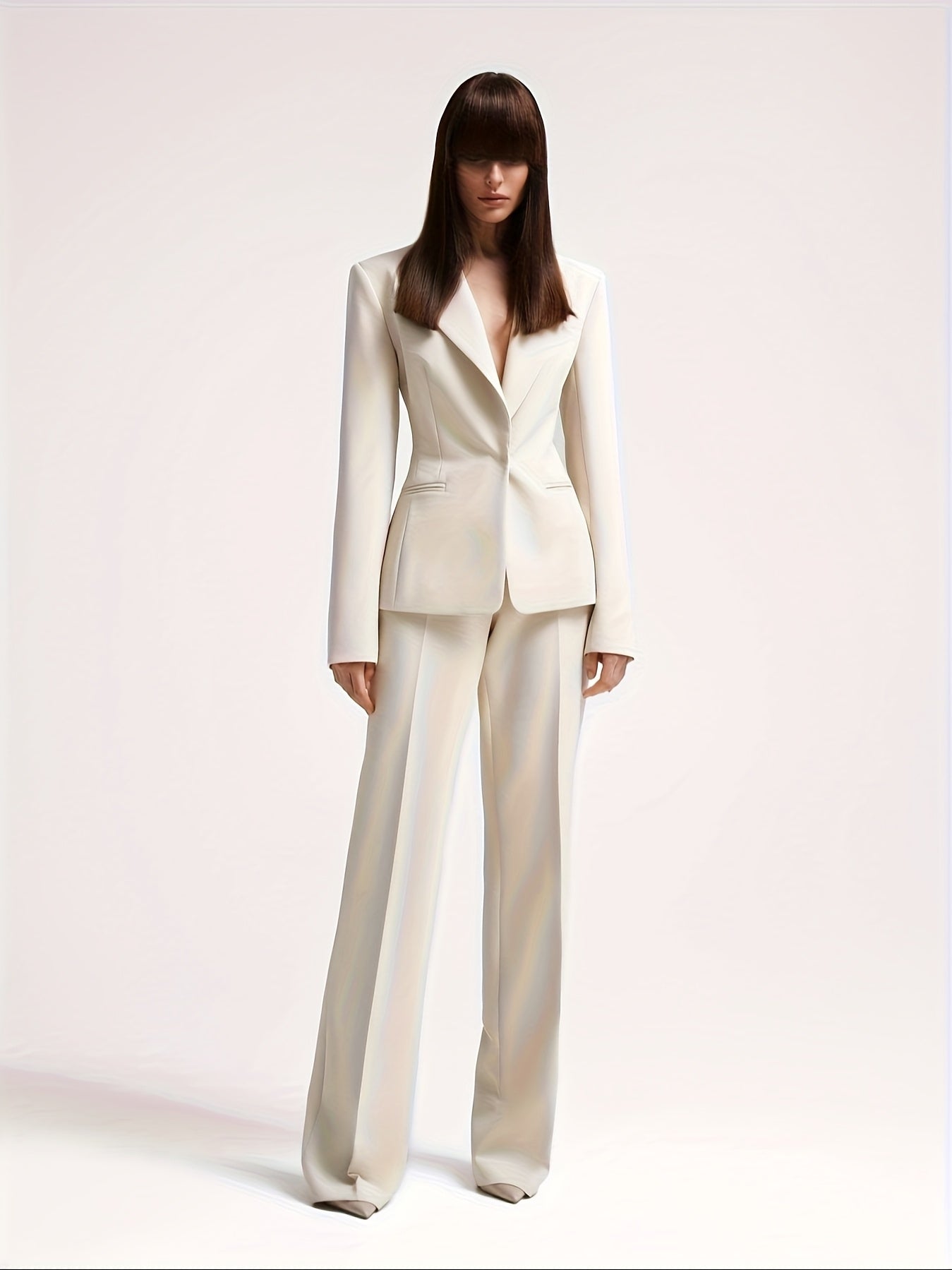 Professional Simple Suit Set for Women - High-Waisted Elegant Blazer + Pants