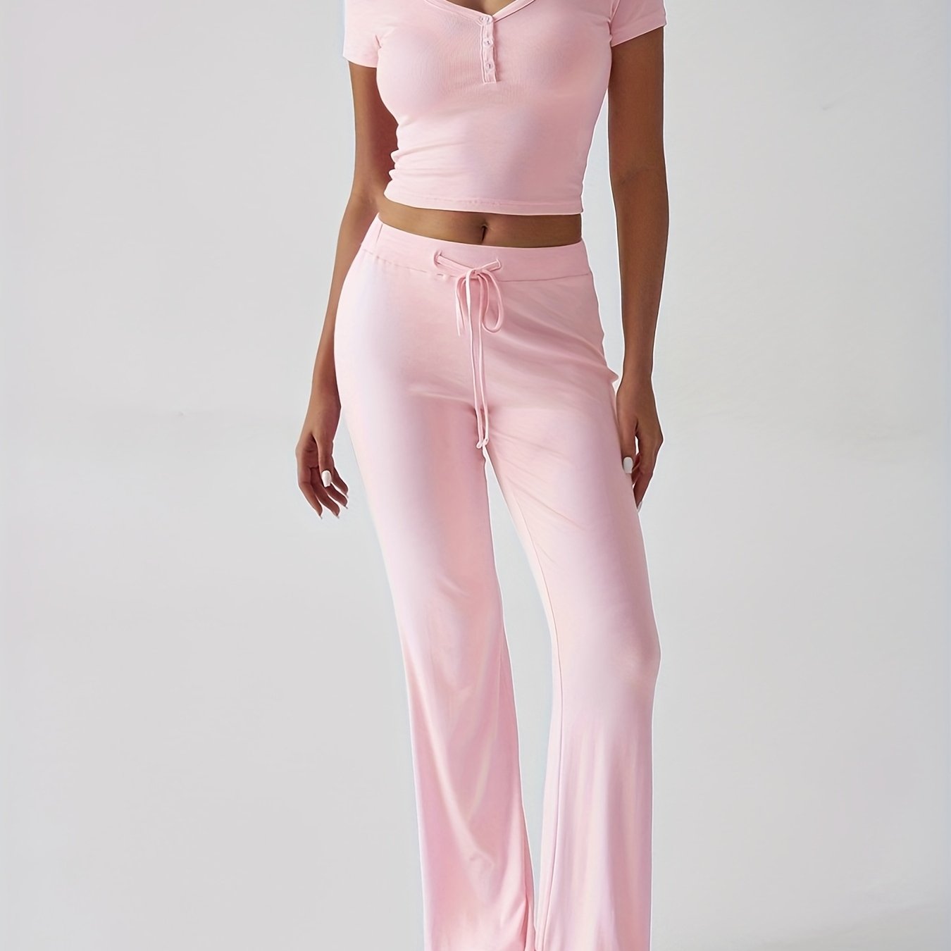Spring And Summer Europe And The United States Style Women's Y2K s And Leisure Wind U Collar T-shirt Trousers Two-piece Suit