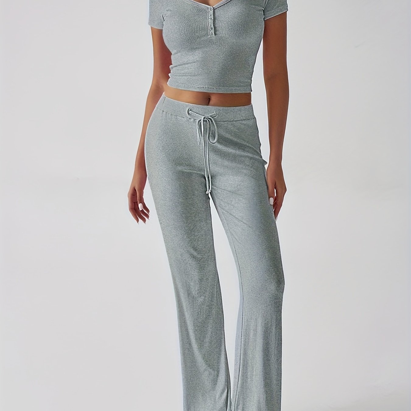 Spring And Summer Europe And The United States Style Women's Y2K s And Leisure Wind U Collar T-shirt Trousers Two-piece Suit