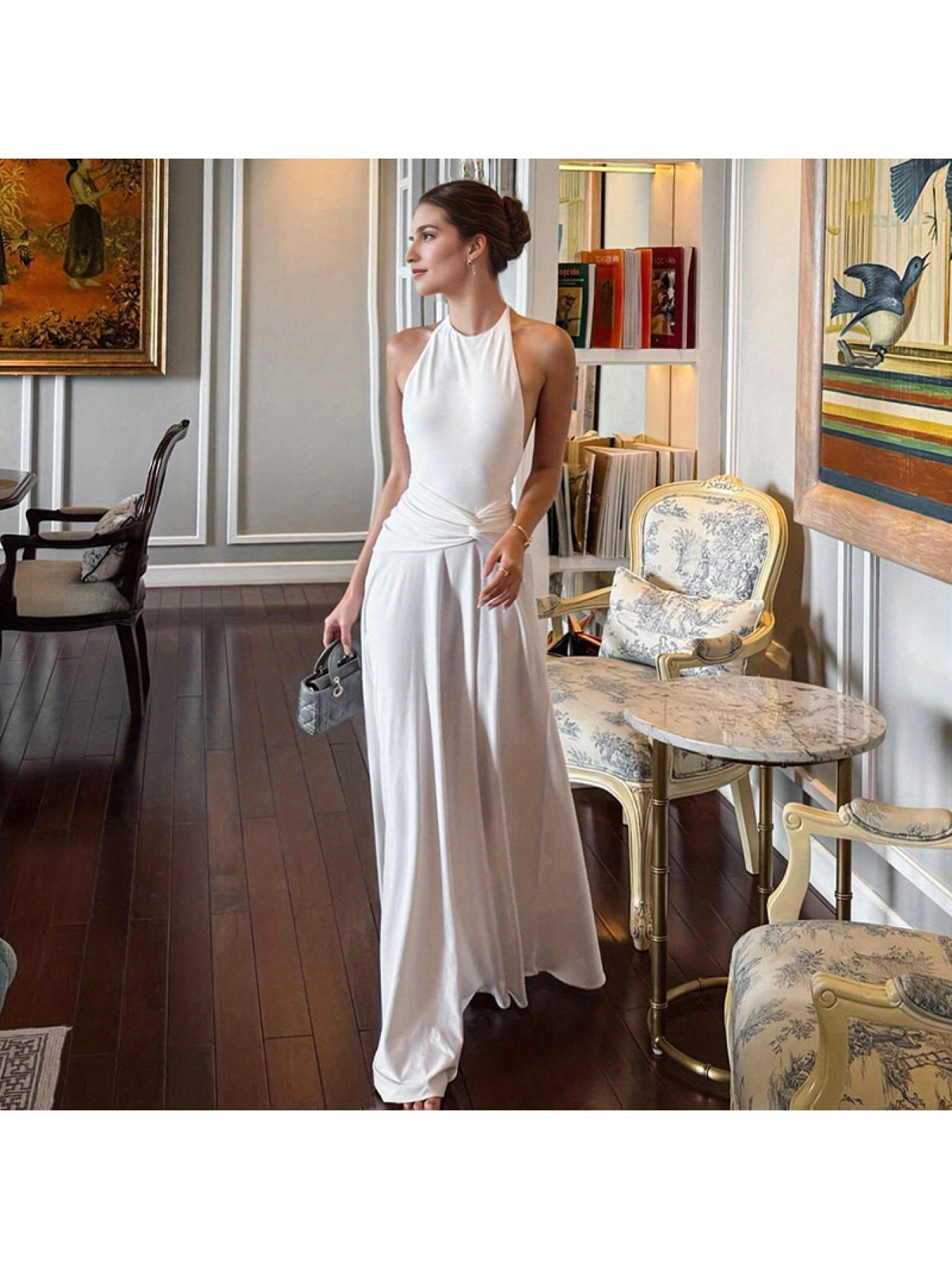 Women's Elegant Sexy Backless Halter Neck Maxi Dress - Formal Party Wedding Evening gown, Machine Washable Long Dress for Women