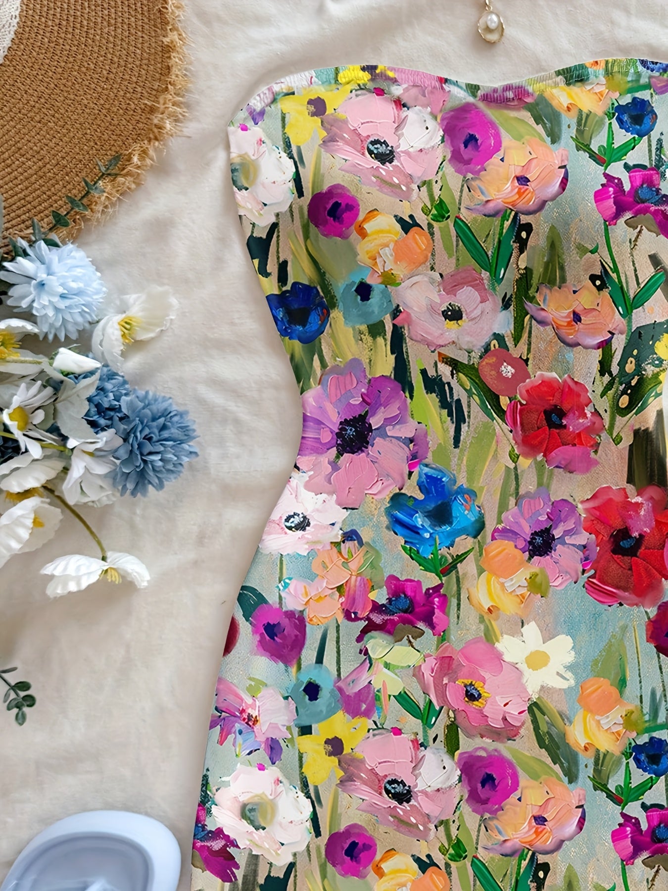 Vintage Printed Mini Dress, Retro Style, Casual\u002FVacation Vibe, Sexy, Cute Y2K Coconutgirl Bohemian Holiday Look.