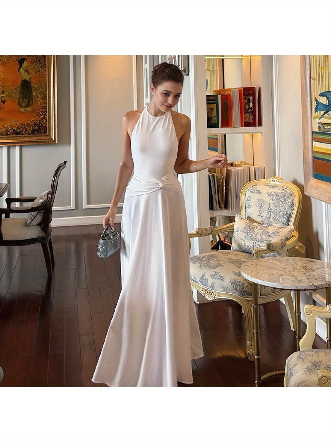 Women's Elegant Sexy Backless Halter Neck Maxi Dress - Formal Party Wedding Evening gown, Machine Washable Long Dress for Women