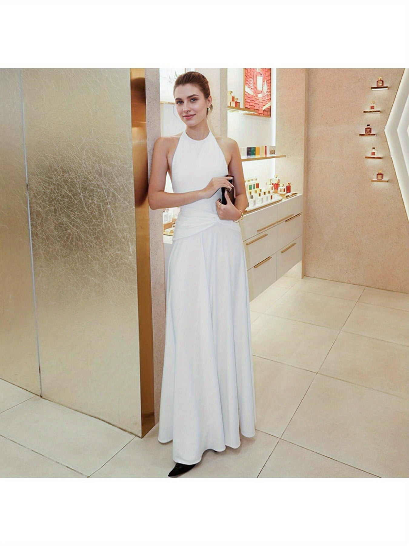 Women's Elegant Sexy Backless Halter Neck Maxi Dress - Formal Party Wedding Evening gown, Machine Washable Long Dress for Women