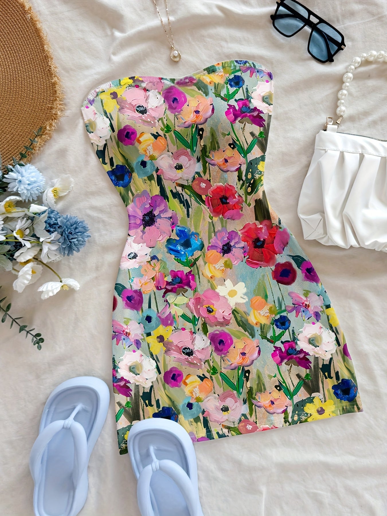 Vintage Printed Mini Dress, Retro Style, Casual\u002FVacation Vibe, Sexy, Cute Y2K Coconutgirl Bohemian Holiday Look.
