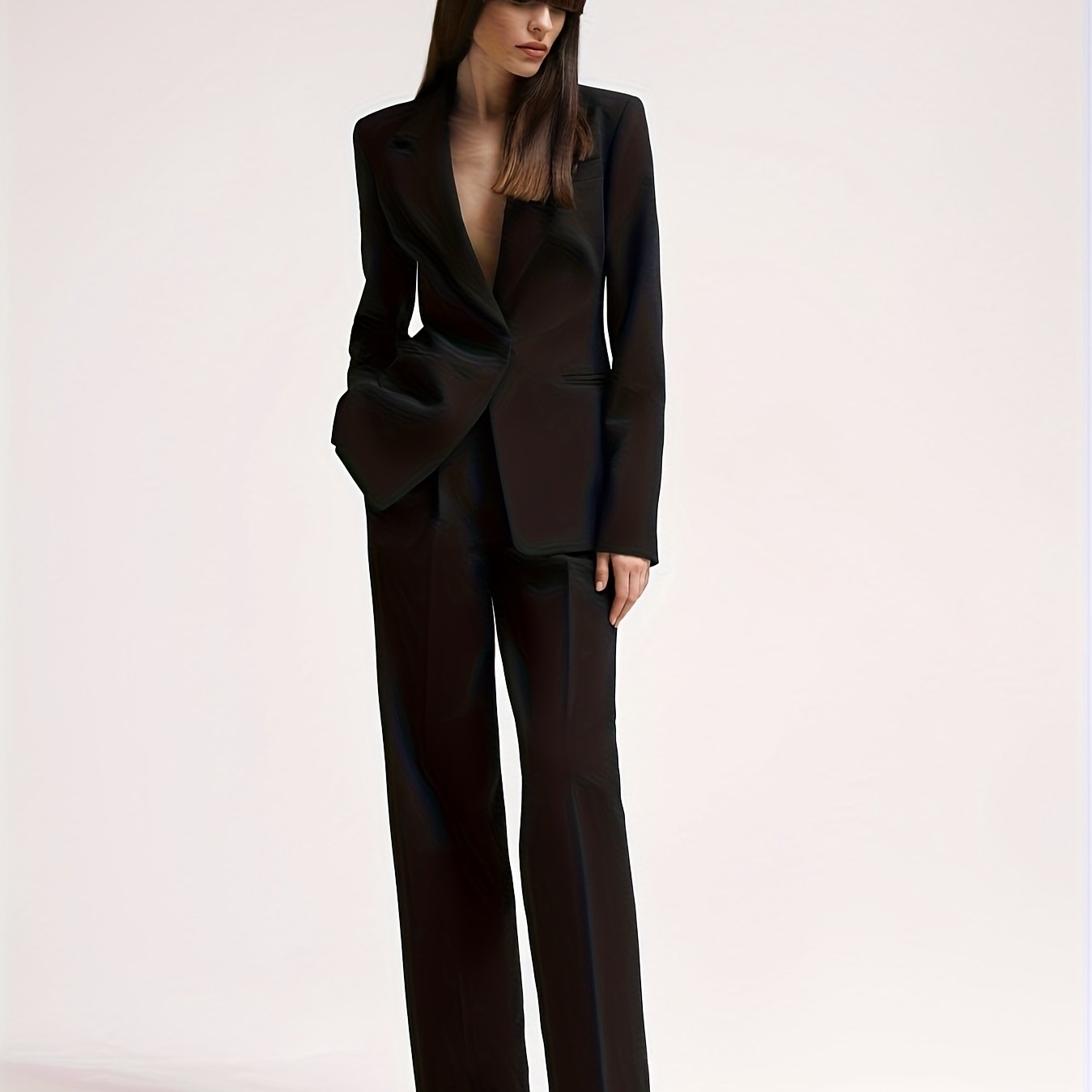 Professional Simple Suit Set for Women - High-Waisted Elegant Blazer + Pants