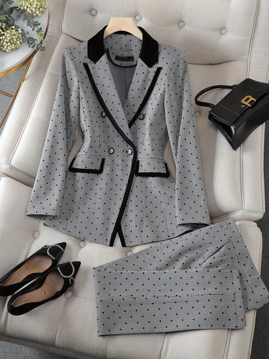 Women's Suit, Elegant Women's Wear, Workwear, Formal Suit, Two-Piece Set, Top and Bottom Outfit, Stylish Elegance Ensemble