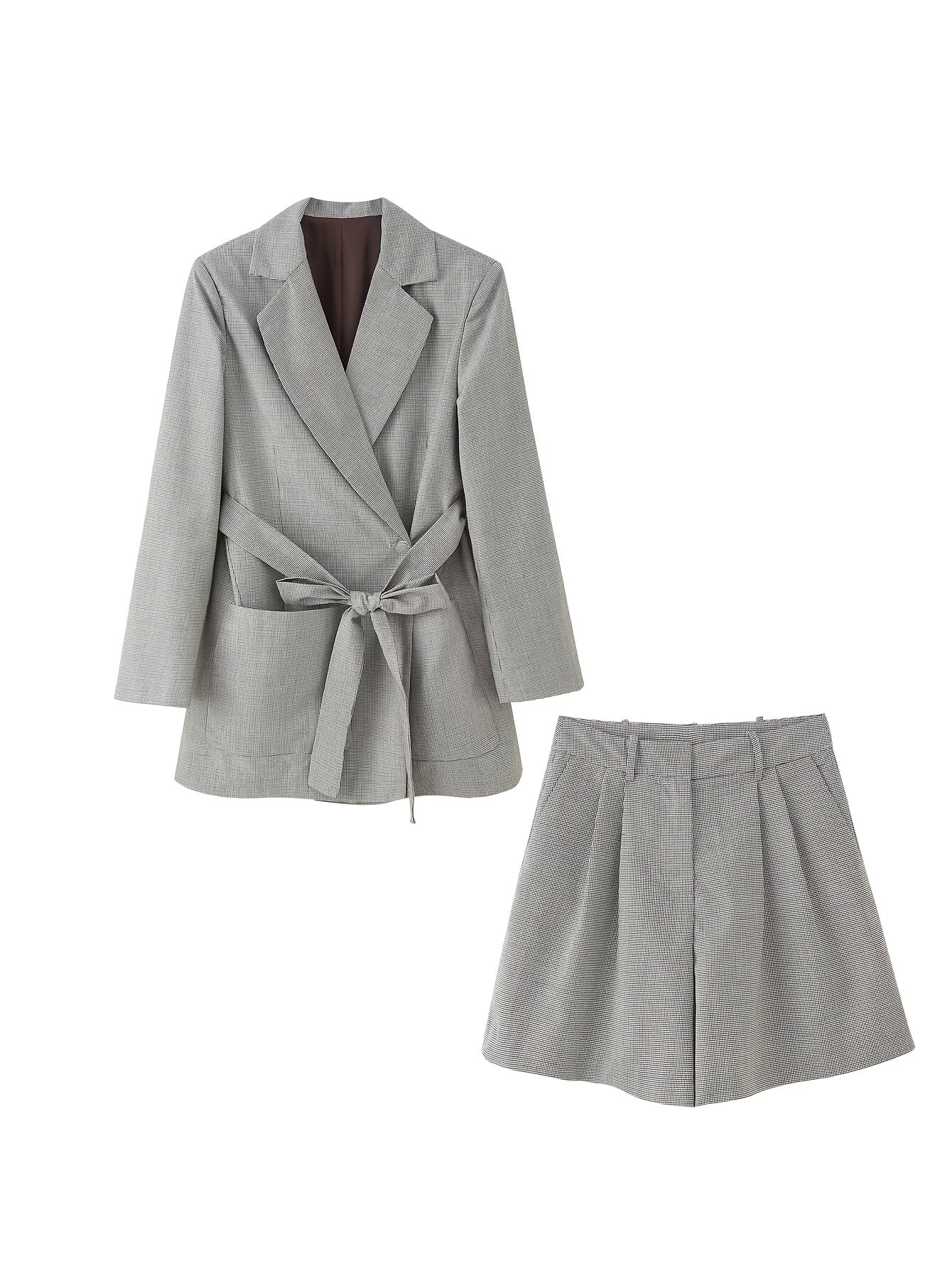 Women'S Casual Suit Set, Long Sleeved Suit Jacket&short Suit Pants, Spring And Autumn Women'S Clothing